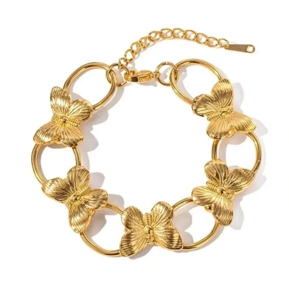 Butterfly 18K Gold Stainless Steel Waterproof Bracelet - Picture 1 of 8